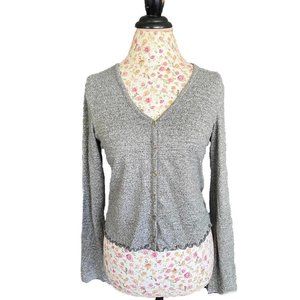 American Eagle gray soft long sleeve gray buttons Henley plush size medium